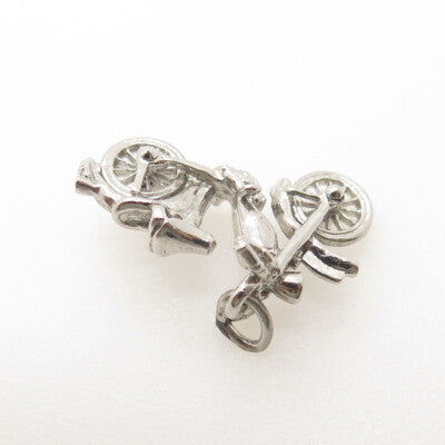 925 Sterling Silver Antique Art Deco Motorcycle 3D Pendant