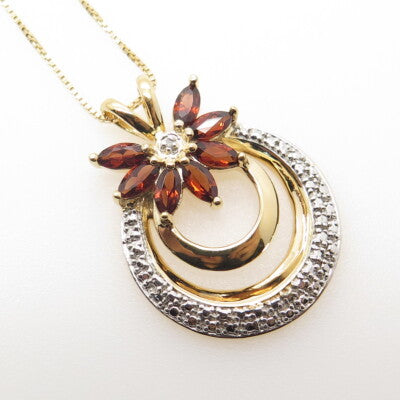 ROSS SIMONS 925 Sterling Silver Italy Diamond Accent Garnet Gem Necklace 18"