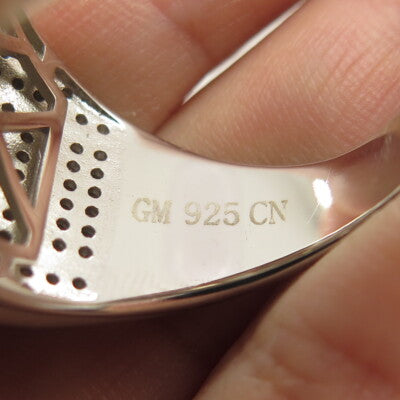 925 Sterling Silver Pave Multi-C Z Wide Ring Size 13.25