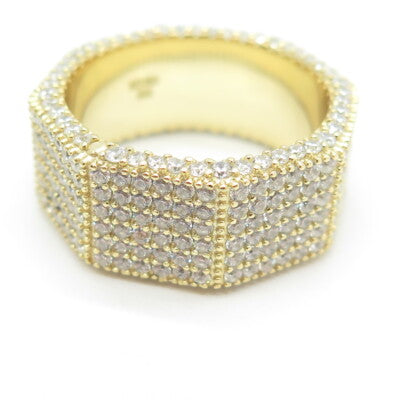 925 Sterling Silver Gold Plated C Z All Around Eternity Band Ring Size 12.75