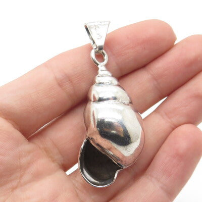 925 Sterling Silver Vintage Mexico Seashell 3D Pendant