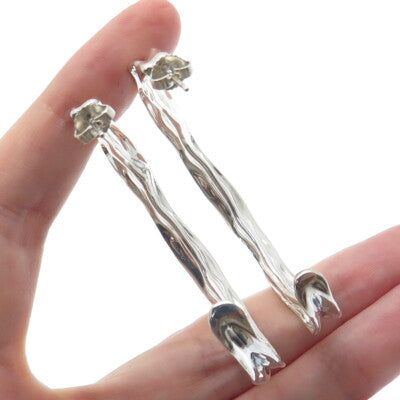 HAGIT GORALI 925 Sterling Silver Vintage Israel Modernist Hoop Earrings