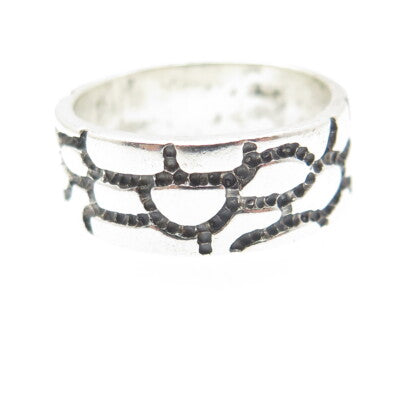 925 Sterling Silver Vintage Desert Crack Band Ring Size 10
