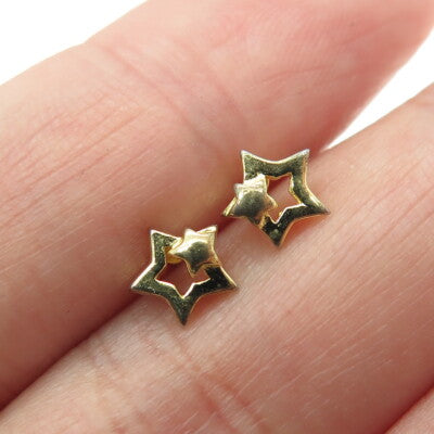 925 Sterling Silver Gold Plated Star Stud Earrings