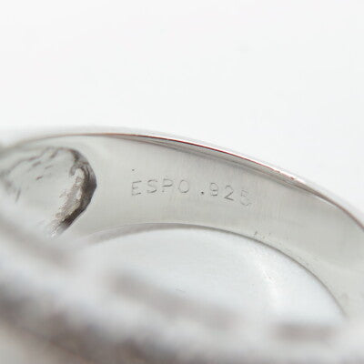 J. ESPOSITO 925 Sterling Silver C Z Hammered Finish Ring Size 6.25