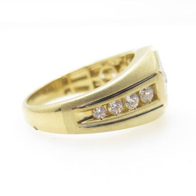 925 Sterling Silver Gold Plated Round-Cut Shaped C Z Ring Size 10.5