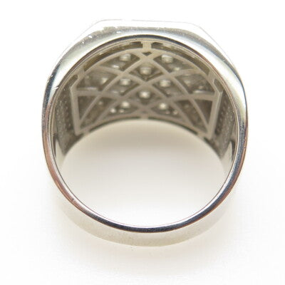 925 Sterling Silver Pave Multi-C Z Wide Ring Size 13.25