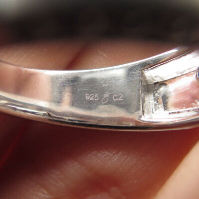 P. NINA 925 Sterling Silver 2-Tone White & Black C Z Ring Size 10