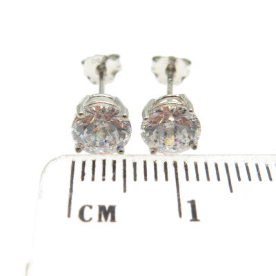 DEE BERKLEY JEWELRY 925 Sterling Silver Round-Cut Shaped C Z Stud Earrings