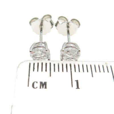 925 Sterling Silver Round-Cut Cross Shaped White C Z Stud Earrings