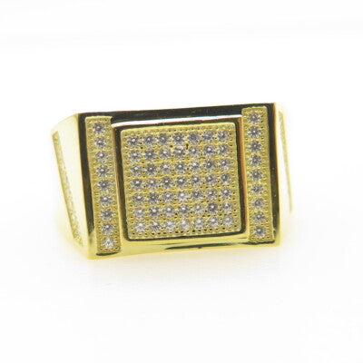925 Sterling Silver Gold Plated Pave C Z Ring Size 11.25