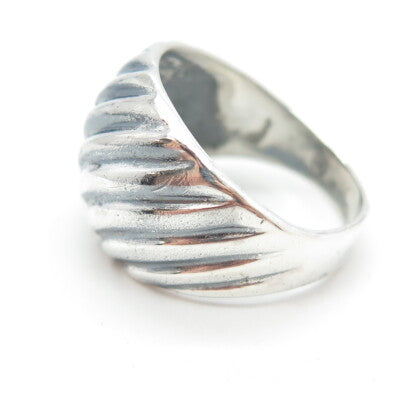 925 Sterling Silver Vintage Ribbed Ring Size 8.25