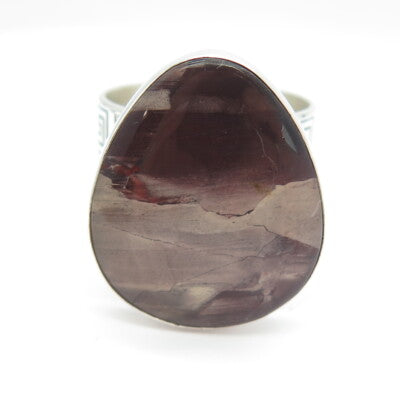 JAY KING DESERT ROSE Sterling Silver Vintage Real Agate Greek Maze Ring Size 9