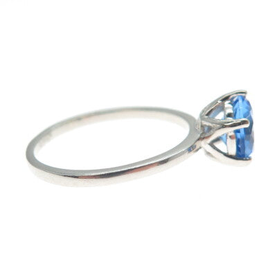 DAZZLERS 925 Sterling Silver Round-Cut Nano Tanzanite Ring Size 7