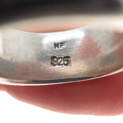 CHAPAL ZENRAY 925 Sterling Silver Vintage Real MOP & Black Onyx Ring Size 8.25