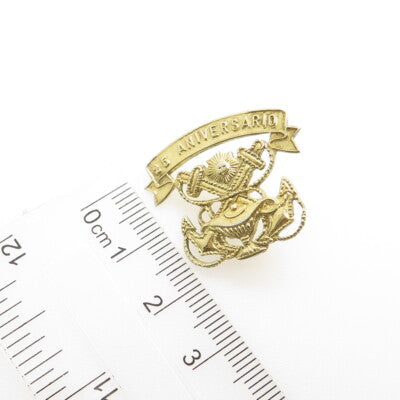 925 Sterling Silver Gold Plated Vintage 25 Aniversario Navy Academy Cadet's Pin