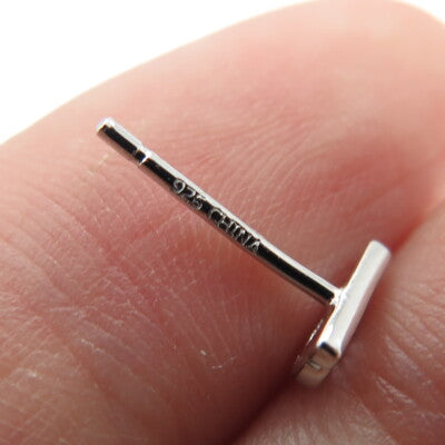 925 Sterling Silver Letter "B" Initial Stud Earrings