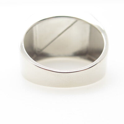 925 Sterling Silver Striped Signet Ring Size 10.25