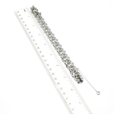 ELCO Sterling Silver Antique Art Deco Double Rolo Link Solid 53.4g Bracelet 6.5"