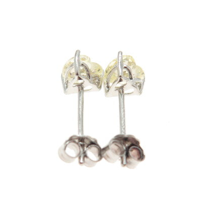 925 Sterling Silver Heart-Cut Shaped Canary C Z Stud Earrings
