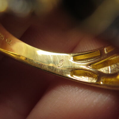 925 Sterling Silver Gold Plated Pave C Z Ring Size 10.25