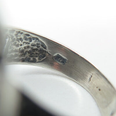 925 Sterling Silver Vintage Real Sodalite Gemstone Greek Maze Ring Size 7.5
