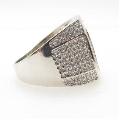 925 Sterling Silver Pave Multi-C Z Wide Ring Size 13.25