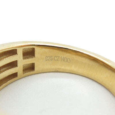 925 Sterling Silver Gold Plated Black C Z Ring Size 10