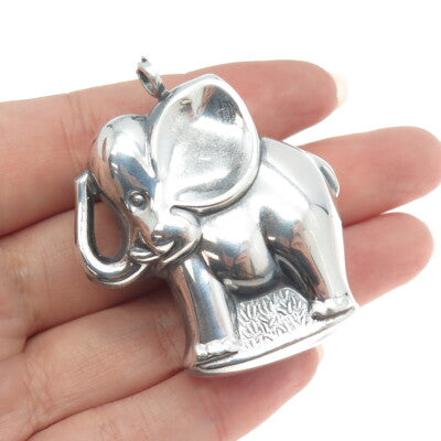 925 Sterling Silver Vintage Elephant Hollow Pendant