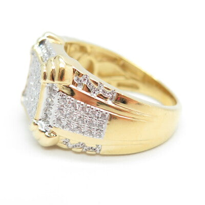 925 Sterling Silver Gold Plated Pave C Z Ring Size 10