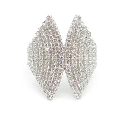 925 Sterling Silver Pave C Z Wings Ring Size 7