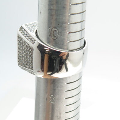 925 Sterling Silver Pave C Z Domed Ring Size 11.25