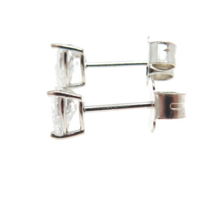 925 Sterling Silver Heart-Cut Shaped White C Z Stud Earrings