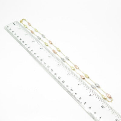 HAN 925 Sterling Silver 3-Tone Italy Beads By The Yard Chain Necklace 20"