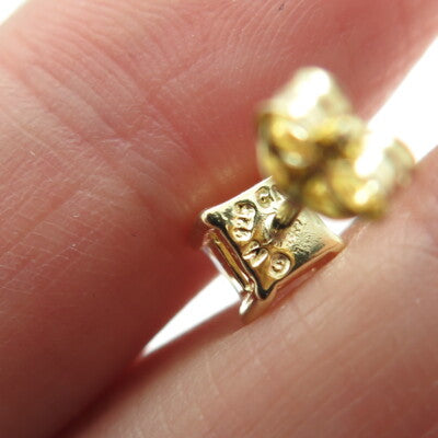 925 Sterling Silver Gold Plated Princess-Cut C Z Stud Earrings