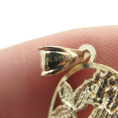 925 Sterling Silver 2-Tone "I Love Yoy" Floral Pendant