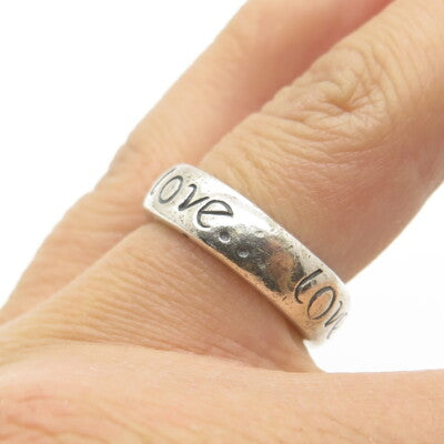 MARK WASSERMAN SAMARA 925 Sterling Silver Vintage "Love" Band Ring Size 6