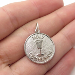 REMBRANDT RQC 925 Sterling Silver Vintage Holly Communion Round Charm Pendant