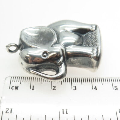 925 Sterling Silver Vintage Elephant Hollow Pendant