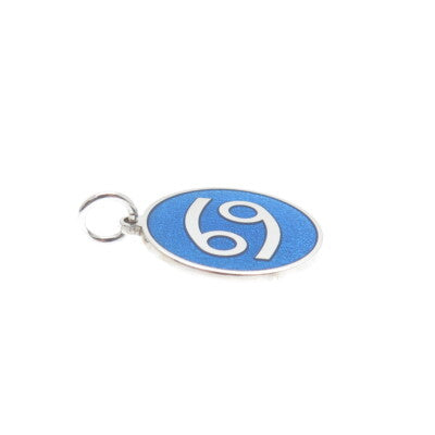 925 Sterling Silver Blue Enamel Cancer Zodiac Sign Minimalist Charm Pendant