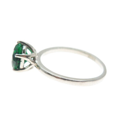 DAZZLERS 925 Sterling Silver Round-Cut Nano Chrome Diopside Ring Size 6.25