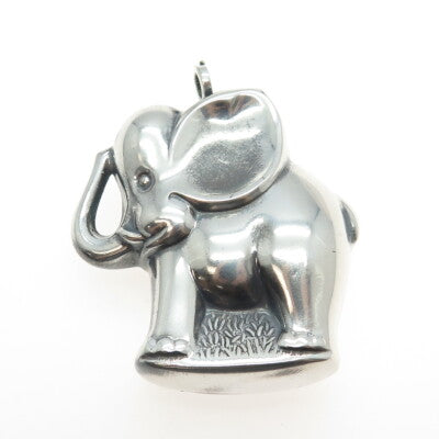 925 Sterling Silver Vintage Elephant Hollow Pendant