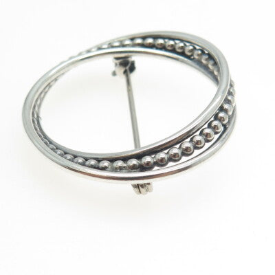 925 Sterling Silver Vintage Interlocked Multi-Circle Pin Brooch