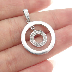 CLYDE DUNEIER 925 Sterling Silver Real Round-Cut Diamond Circle of Life Pendant