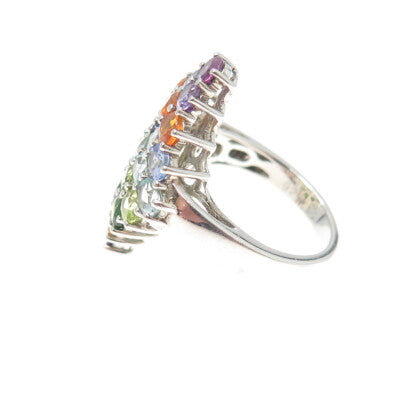925 Sterling Silver Amethyst Topaz Citrine Tanzanite Peridot Gem Ring Size 6.25