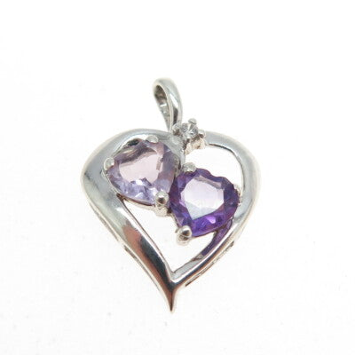 925 Sterling Silver Purple & Lavander-Color C Z Heart Pendant