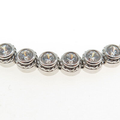 925 Sterling Silver Round-Cut C Z Tennis Link Bracelet 7"
