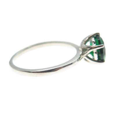 DAZZLERS 925 Sterling Silver Round-Cut Nano Chrome Diopside Ring Size 6.25