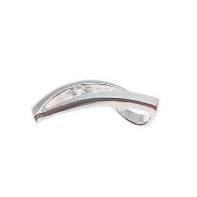 925 Sterling Silver Round-Cut C Z Modernist Minimalist Slide Charm Pendant
