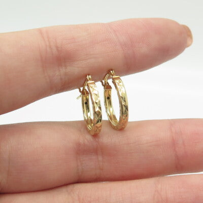 HAN 925 Sterling Silver Gold Plated Textured Hoop Earrings